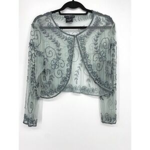 Pisarro Nights Beaded Bolero Shrug Jacket Evening Party Cover Up Size 18